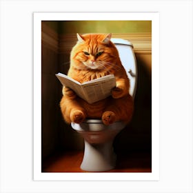 Cat Reading A Newspaper Art Print