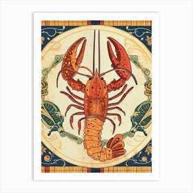 Lobster On A Plate Art Deco Inspired 1 Art Print