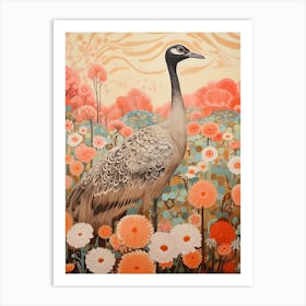 Emu 2 Detailed Bird Painting Art Print