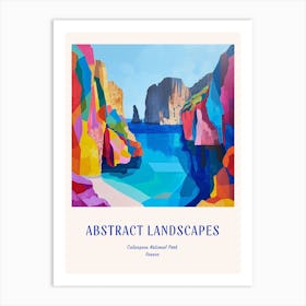 Colourful Abstract Calanques National Park France 3 Poster Blue Art Print