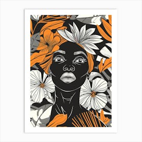 African Woman With Flowers 3 Art Print