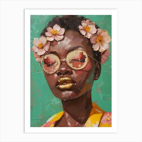 Woman With Flowers In Her Hair 6 Art Print