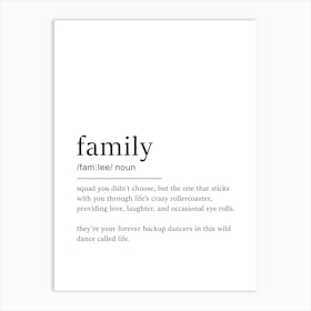 Family Definition Poster - Dictionary Art Print