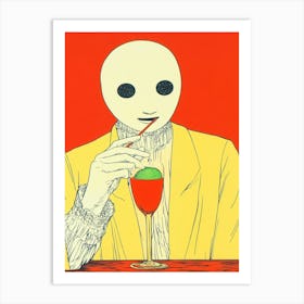 Man Drinking A Cocktail Art Print