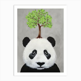 Panda With Tree Art Print