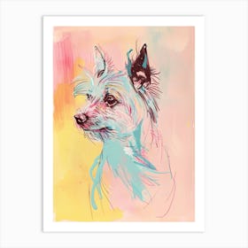 Chinese Crested Dog Pastel Line Watercolour Illustration  1 Art Print