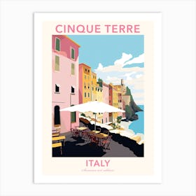 Cinque Terre, Italy, Flat Pastels Tones Illustration 1 Poster Art Print