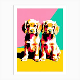 'Cocker Spaniel Pups', This Contemporary art brings POP Art and Flat Vector Art Together, Colorful Art, Animal Art, Home Decor, Kids Room Decor, Puppy Bank - 44th Art Print