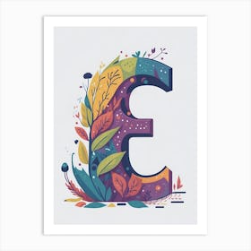 Colorful Letter E Illustration 30 Art Print