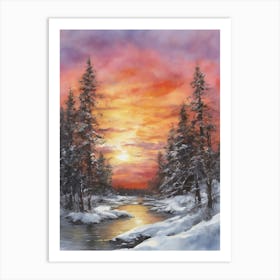 Sunset Over The River 1 Art Print