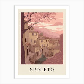 Spoleto Vintage Pink Italy Poster Art Print