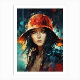 Girl In Red Hat Art Print