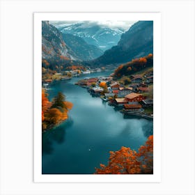 Autumn Village In Switzerland Art Print