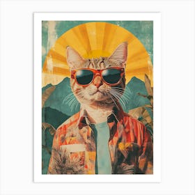 Vintage Retro Poster Cool Cat 8 Art Print