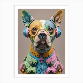 Dog With Headphones 4 Art Print