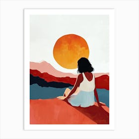 Sunset In The Desert, Minimalism 1 Art Print