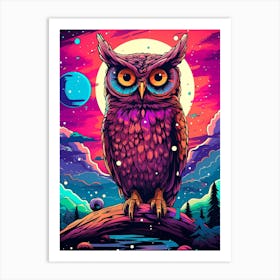 Owl In Space Art Print