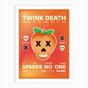 Twink Death - Peach Skull Face LGBTQ+ Poster Art Print