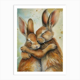 Hugging Bunnies Art Print