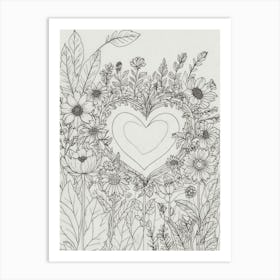 Heart Coloring Page 2 Art Print