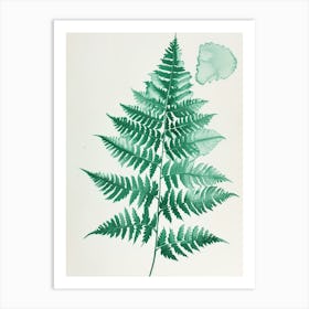 Green Ink Painting Of A Boston Fern 3 Art Print