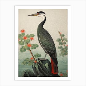 Ohara Koson Inspired Bird Painting Cormorant 3 Art Print