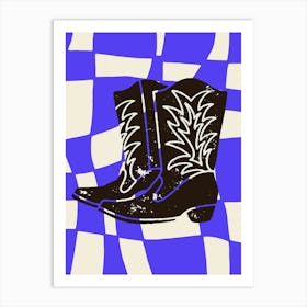 Blue Cowboy Boots Art Print