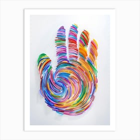 Colorful Hand Made Of Colored Pencils Art Print