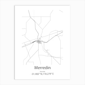 Merredin,Australia Minimalist Map Art Print