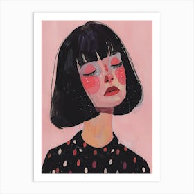 Girl With Black Hair 3 Art Print