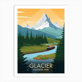 Glacier National Park Vintage Travel Poster 3 Art Print