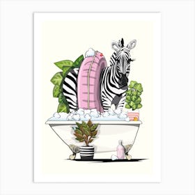 Zebra In Bath With Rubber Ring Art Print