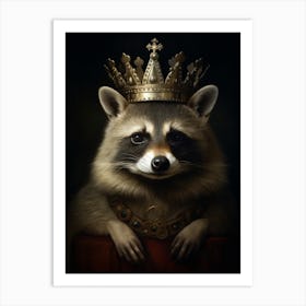 Vintage Portrait Of A Bahamian Raccoon Wearing A Crown 4 Art Print