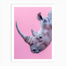 Rhino On Pink Background 4 Art Print