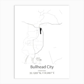 Bullhead City,United States Minimalist Map Art Print