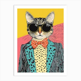 Super Cool Cat Illustration Pop 8 Art Print