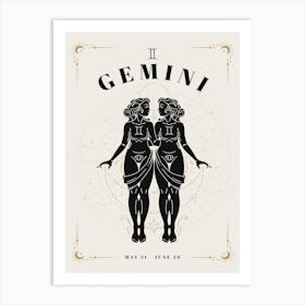 Gemini Zodiac Celestial Woman Art Print