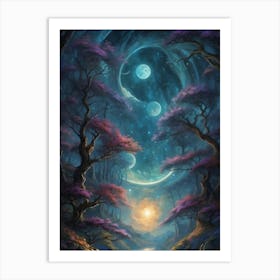 Moonlight In The Forest Art Print