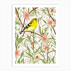 American Goldfinch William Morris Style Bird Art Print