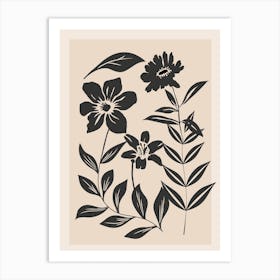 Abstract Flowers With Leaves 2 Art Print
