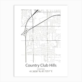 Country Club Estates,United States Minimalist Map Art Print