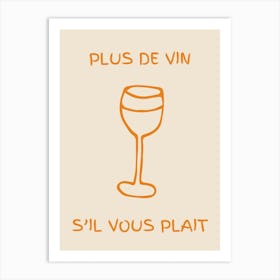 Wine Glass Kitchen Poster Orange Art Print