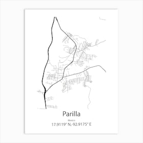 Parilla,Mexico Minimalist Map Art Print