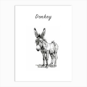B&W Donkey 2 Poster Art Print