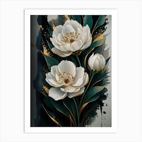 White Peony Painting Art Print