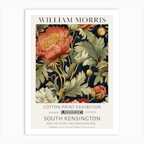 William Morris Red Flowers Dark Academia Art Print