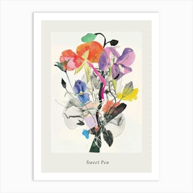 Sweet Pea 3 Collage Flower Bouquet Poster Art Print