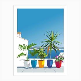 Potted Plants On The Balcony Art Print