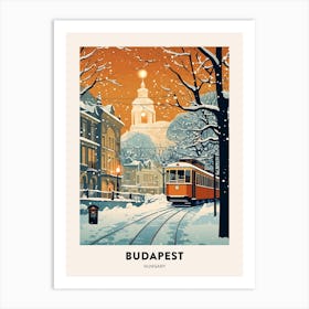 Winter Night  Travel Poster Budapest Hungary 1 Art Print