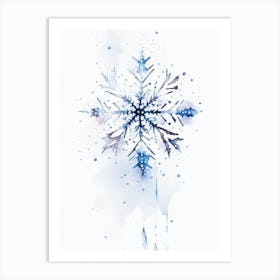 Crystal, Snowflakes, Minimalist Watercolour 2 Art Print